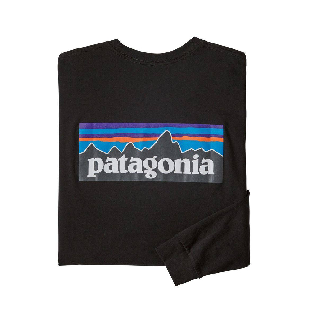 Apparel - Patagonia - Patagonia Men's L/S P-6 Logo Responsibili-Tee-Black - Melbourne Surfboard Shop - Shipping Australia Wide | Victoria, New South Wales, Queensland, Tasmania, Western Australia, South Australia, Northern Territory.